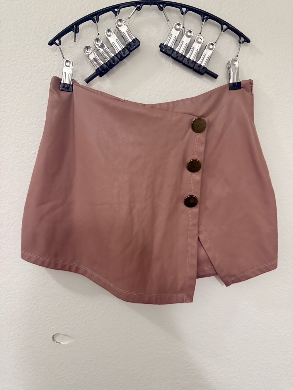 Haute Monde Mauve Pink Faux Leather Wrap Mini Skort